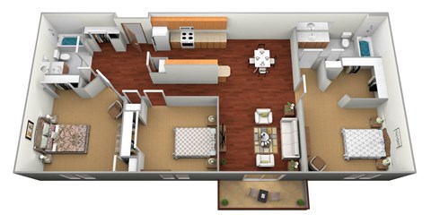 a floor plan of a three bedroom apartment  at Northridge Apartments, Minnesota, 55063